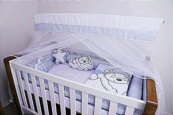 Kit Berço Coleção Digital Rolinho Nuvem Urso Azul