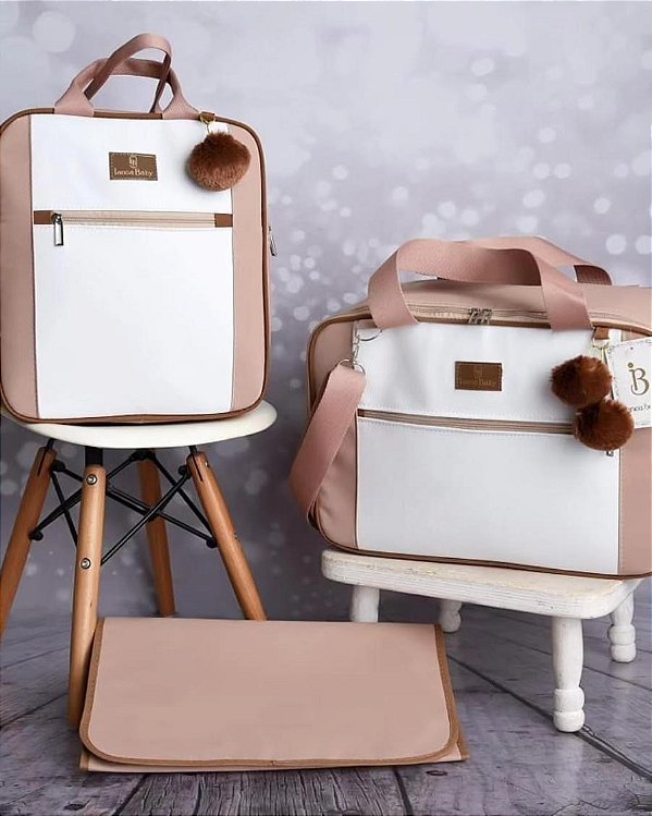 Kit Bolsa Maternidade com mochila Sonho Rose com Marrom