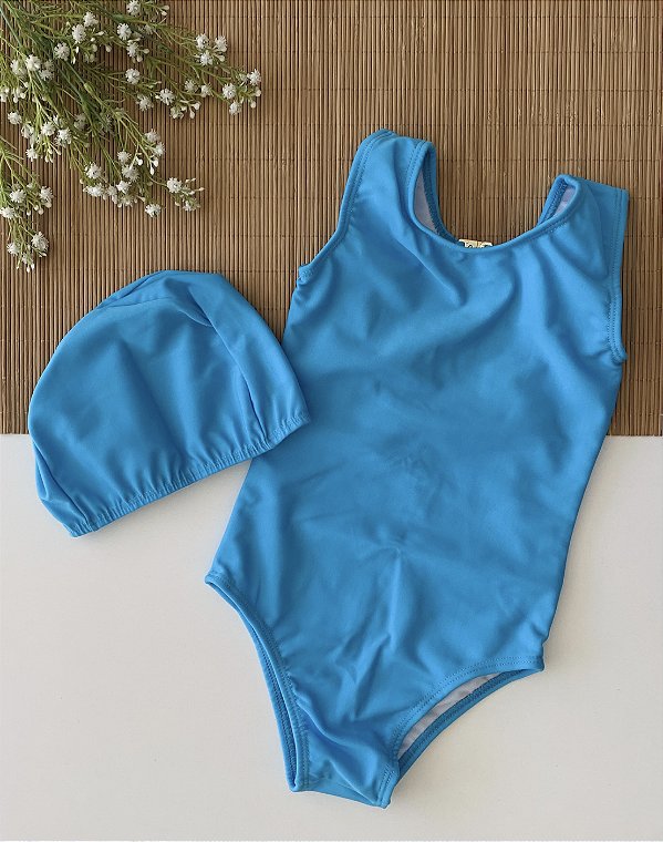 Maiô Infantil com Touca Azul