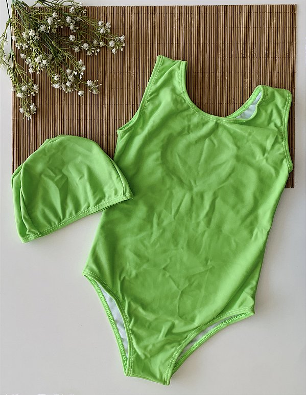Maiô Infantil com Touca Verde