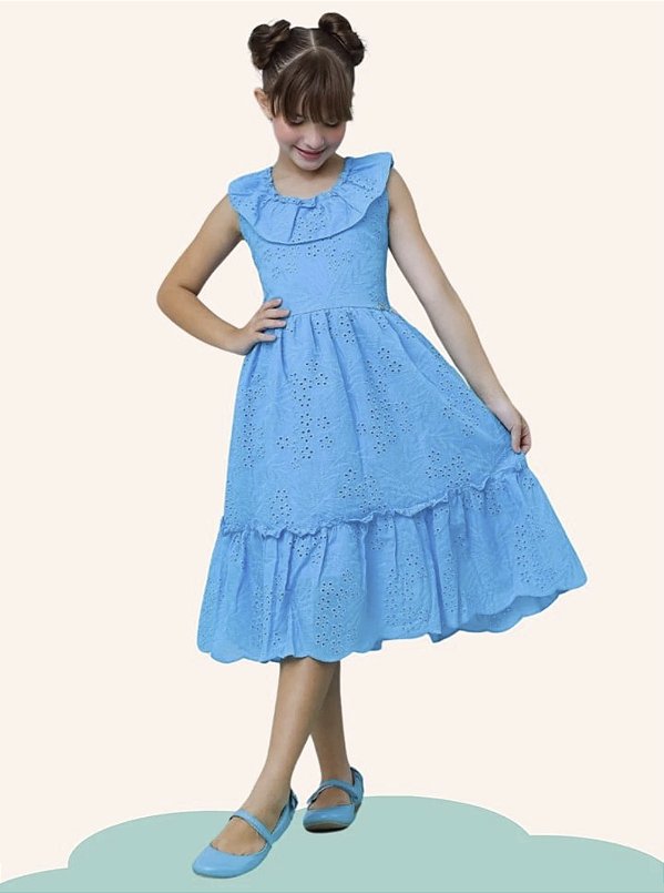 Vestido Infantil de Lasie Premium Azul Celeste