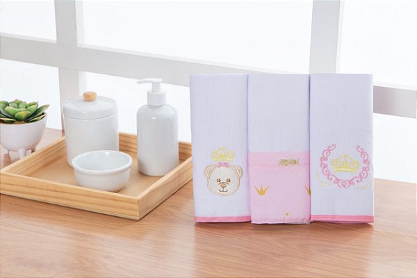 FLANELA BORDADA 3PCS URSA PRINCESA