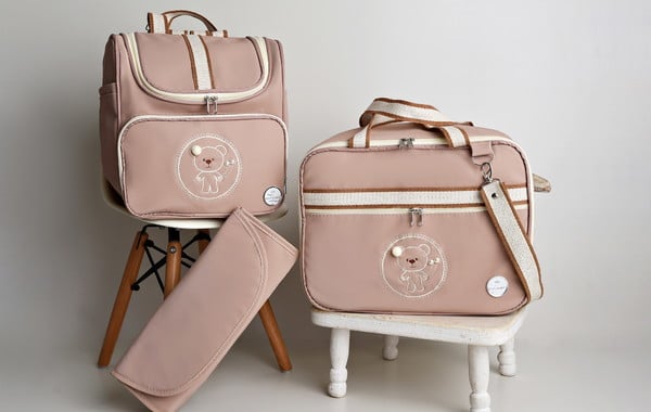 Kit Bolsa Maternidade Luxo Urso com Mochila Rose