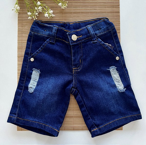 Bermuda Jeans Infantil Masculino com Elastano