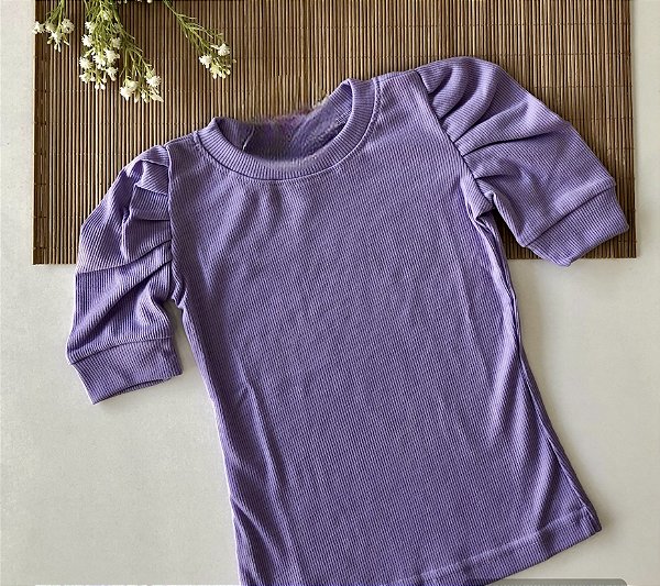 Blusa Manga Princesa Cotelê Lilás