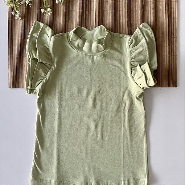 Blusa gola alta manga babadinho Verde
