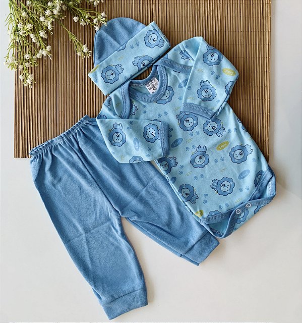 Conjunto Body Calça e Touca RN Safari Azul