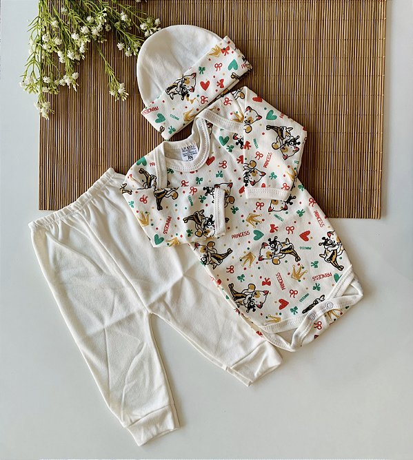 Conjunto Body Calça e Touca RN Gatinha Princess