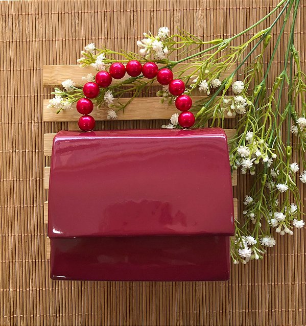 Bolsa Alça de Pérolas Vinho