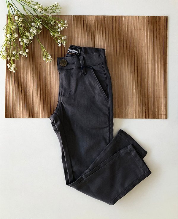 Calça Infantil Esporte Fino Acetinado Cinza Escuro