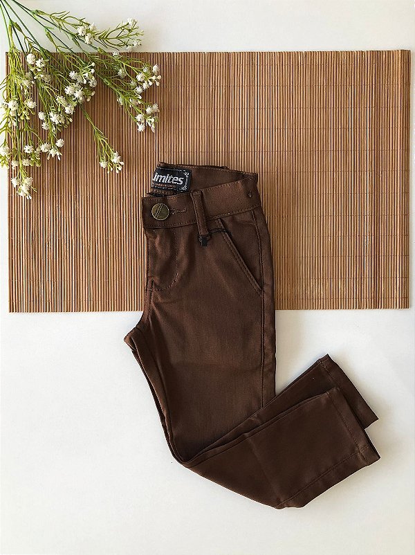 Calça Infantil Esporte Fino Acetinado Marrom