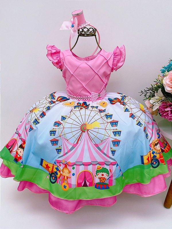 Vestido Infantil Circo Rosa