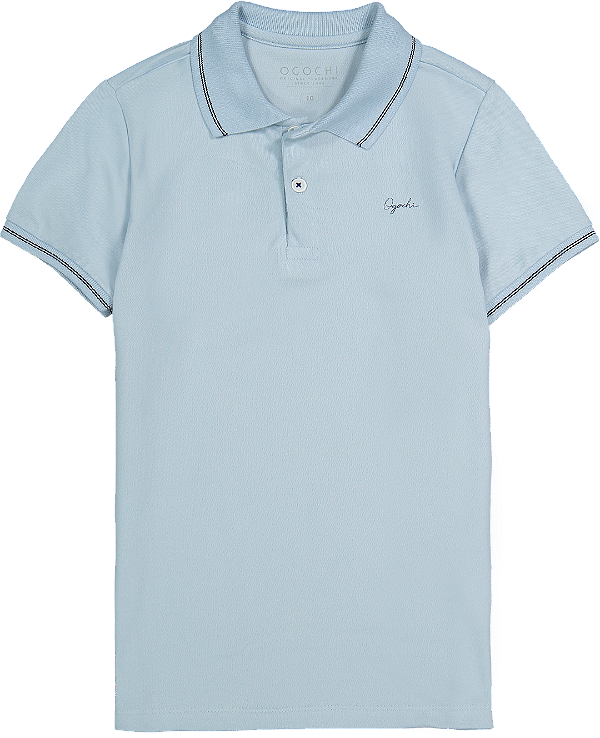 Polo Infantil Casual Slim Pique Azul Bebê Ogochi