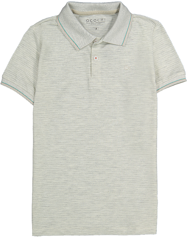 Polo Infantil Casual Slim Malha Mescla Cinza
