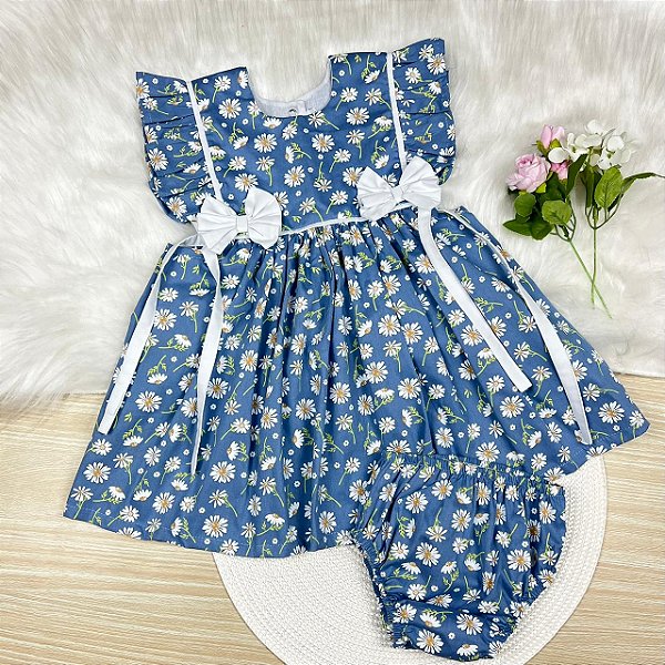 Vestido Lacinho Margarida Azul com Calcinha