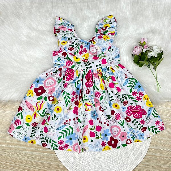 Vestido Golinha Floral Rosa
