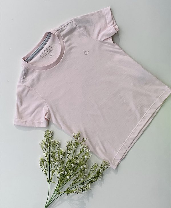 Camiseta Infantil Essencial Slim Básica Rosa Bebê Ogochi