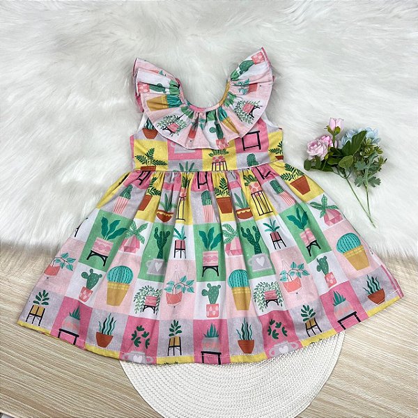 Vestido Golinha Floral Bege