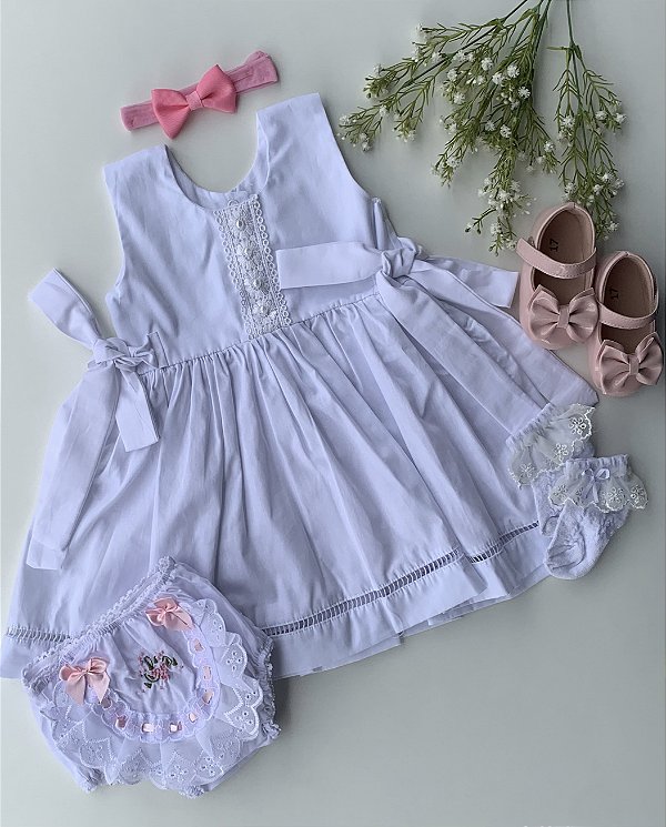 Vestido Infantil Luxo Pérola Branco