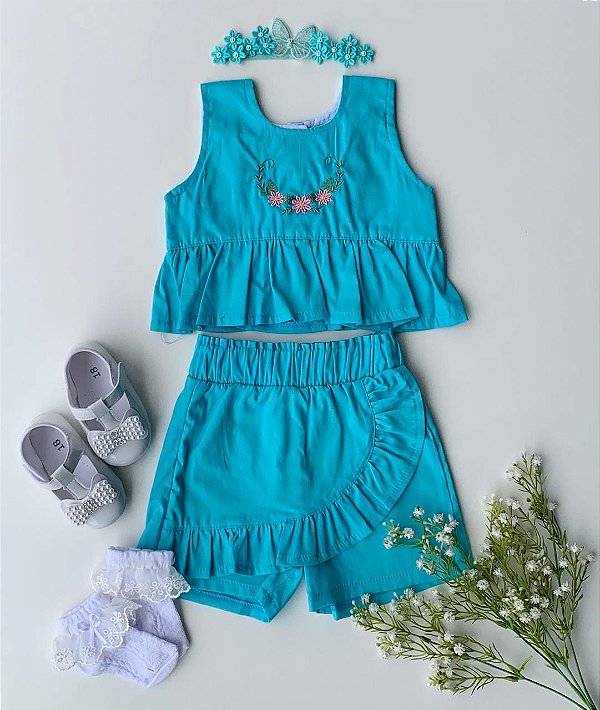 Conjunto Julia Bordado Azul