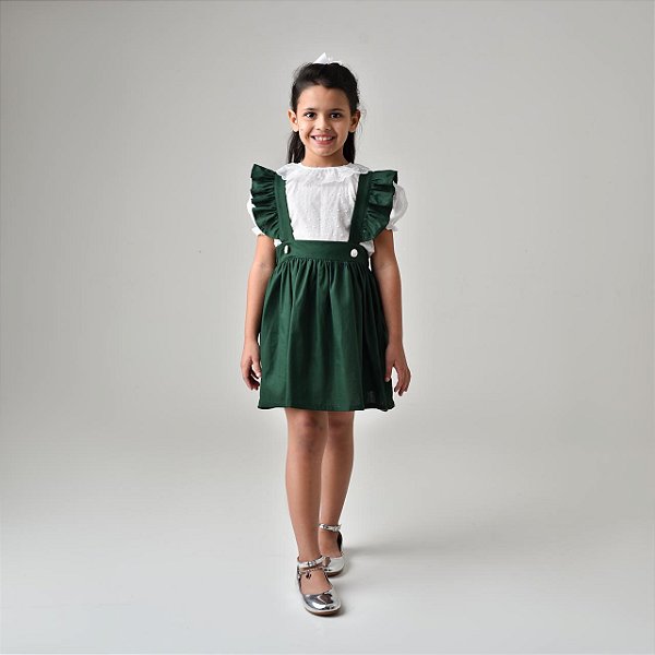 Salopete Verde Blusa Renda
