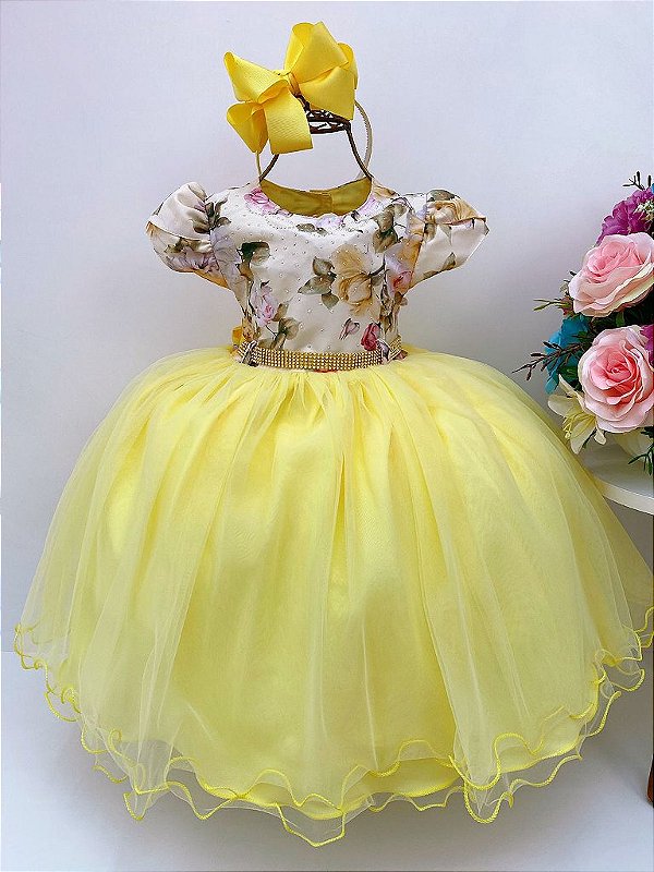 Vestido Floral Jardim Amarelo.