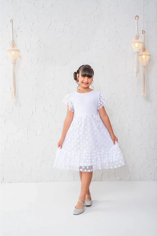 Vestido Isabella Tule Branco