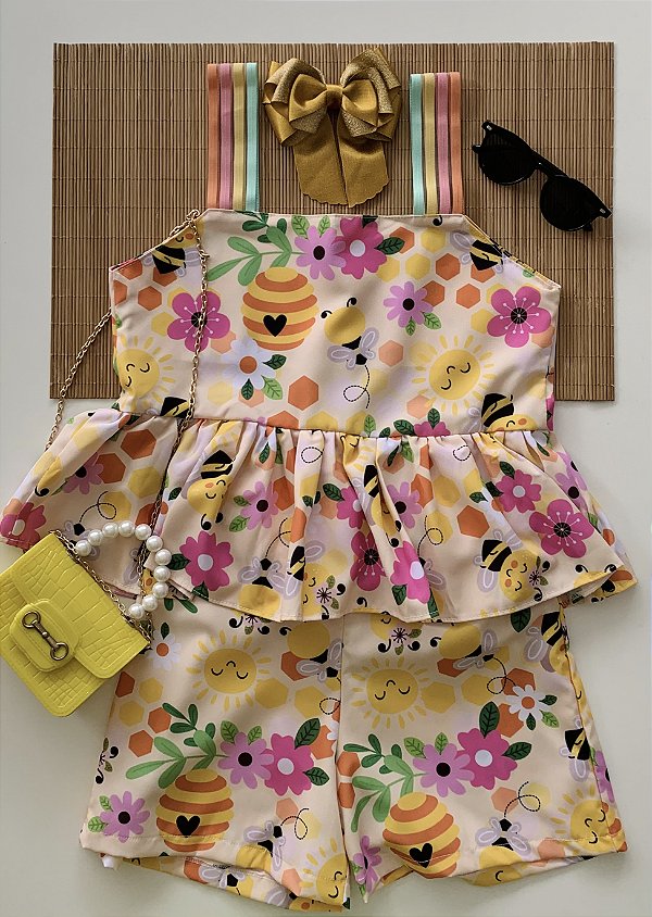 Conjunto Bia Abelhinha Amarelo