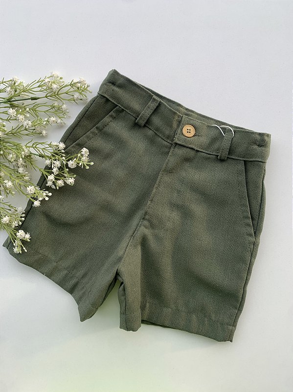 Bermuda de Linho Verde Militar