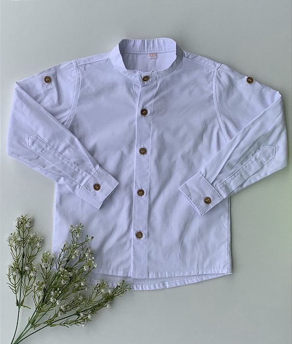 Camisa Gola Padre Manga Longa Branca