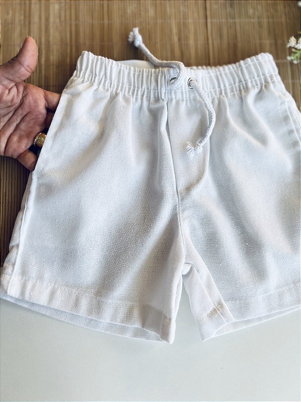 Short Infantil Masculino Linho Branco