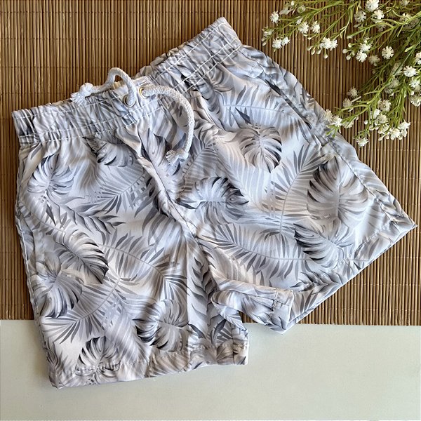 Short Infantil Masculino Tactel Folhagem Preta