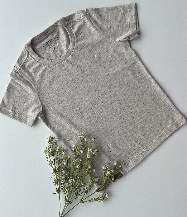 Camiseta Infantil Básica Ogochi Bege Mescla