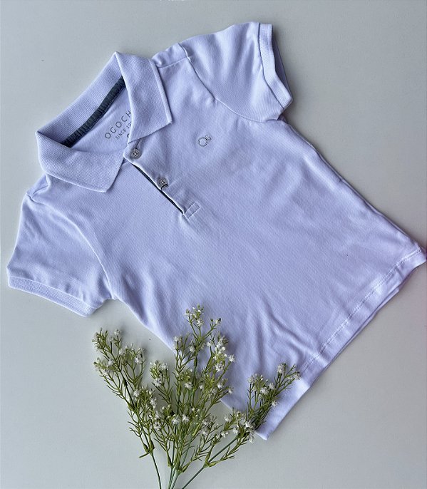 Camiseta Gola Polo Branca Slim Pique Ogochi
