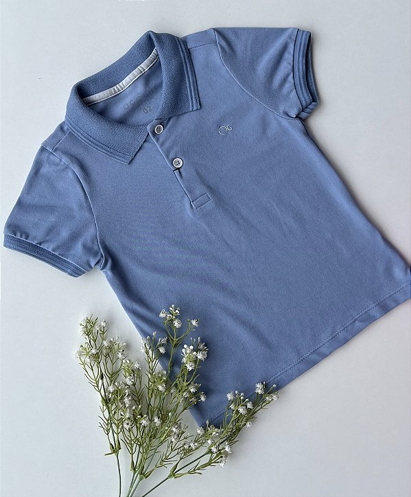 Camiseta Gola Polo Azul Slim Pique Ogochi