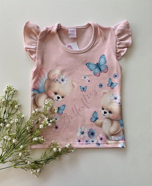 Blusa Rosa Plie Borboletas