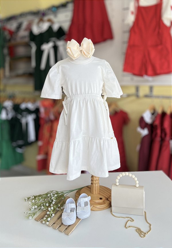 Vestido Infantil Natural Glitter Cinti