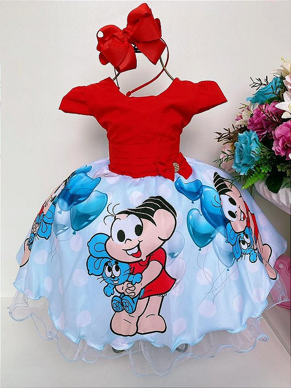 Vestido Temático Turma da Mônica azul S