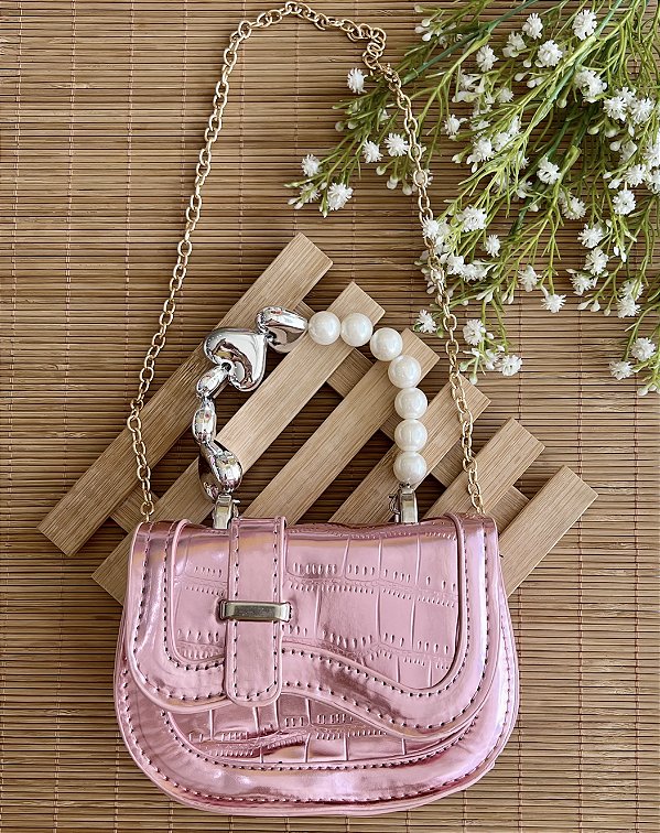 Bolsa Blogueirinha Alça Chaveiro Rosa