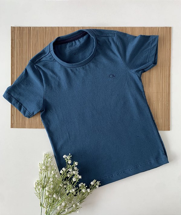 Camiseta Infantil Essencial Ogochi Slim Básica Azul Petróleo