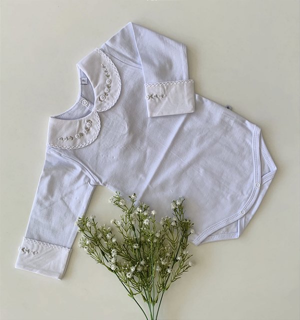 Body de Luxo Rococo c/ Punho Branco