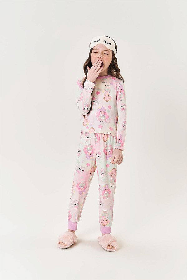 Pijama Blusa Calça Mascara e Livro Unicórnio