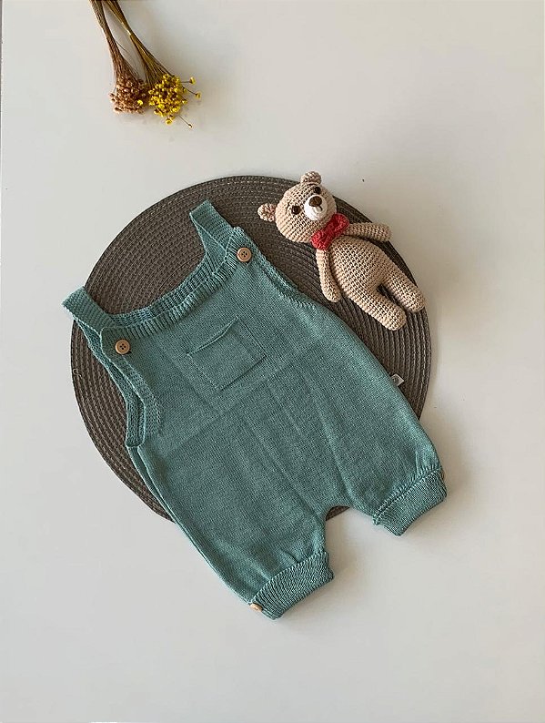 Romper de Tricô Bolsinho Verde Maré