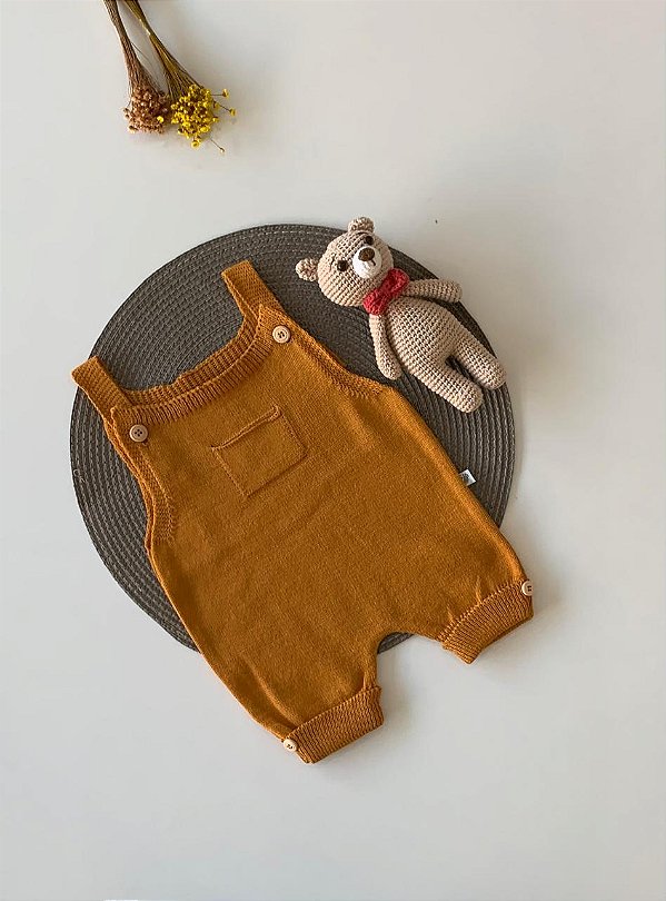 Romper de Tricô Bolsinho Mostarda