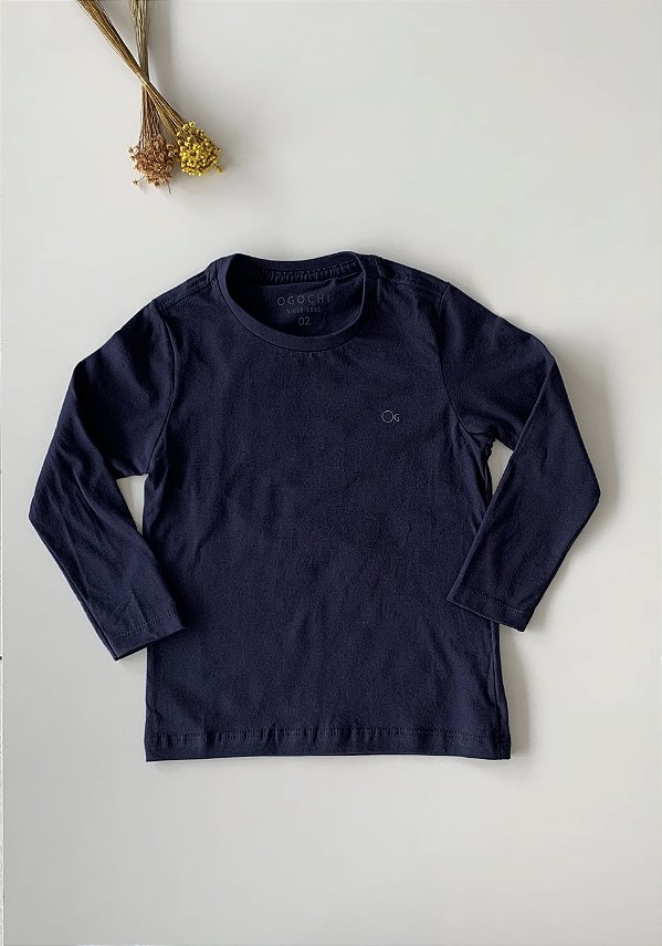 Camiseta Infantil Manga Longa Slim Azul Ogochi