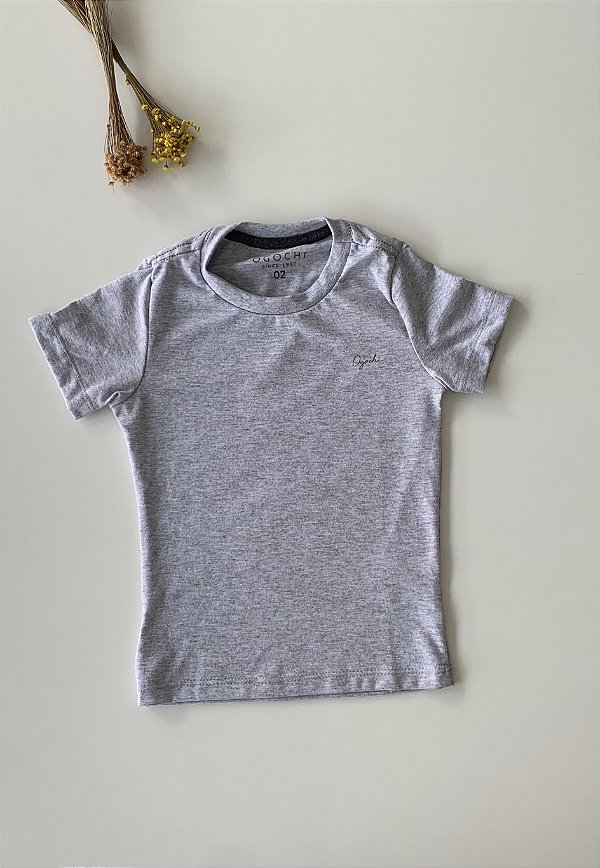 Camiseta Infantil Básica Slim Cinza Ogochi