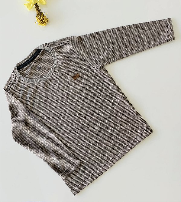 Camiseta Infantil ML Casual Tricozinho Mescla Terra