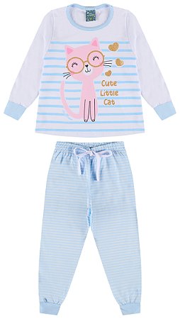 Conjunto Pijama Cute Gola Azul