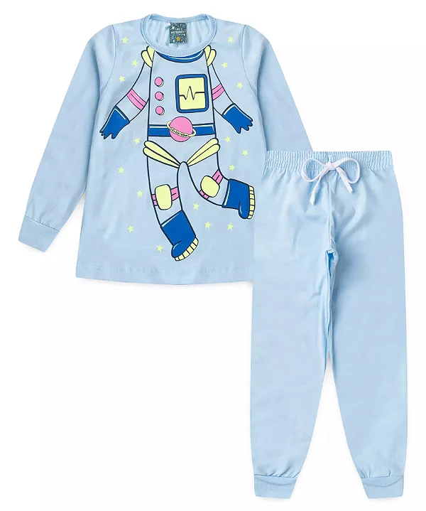 Conjunto Pijama Space Azul Brilha no Escuro