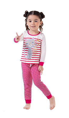 Conjunto Pijama Cute Gola Rosa